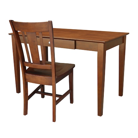 International Concepts Desk with Drawer, Basic Size And Chair 26 in D X 26 H, 30 W X Hardwood, Espresso K-581-41-10